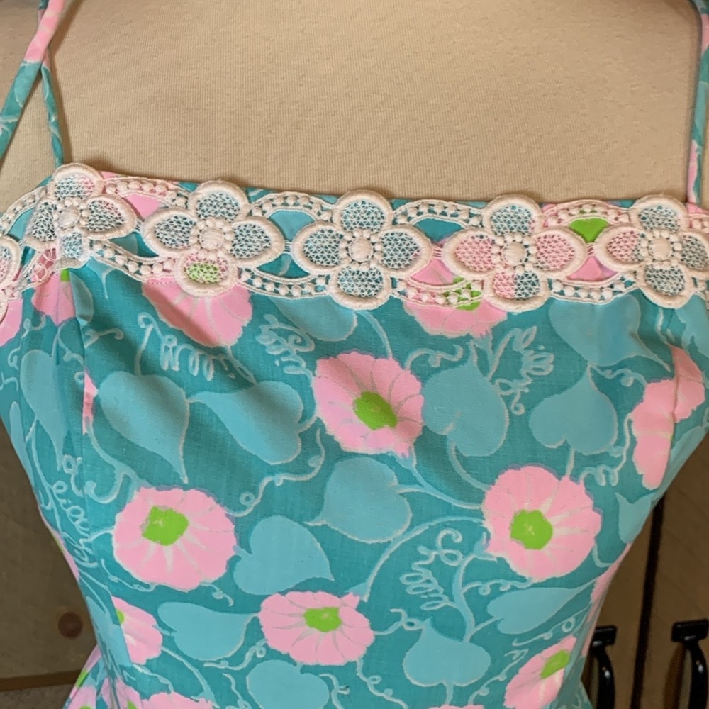 Vintage Lilly Pulitzer The Lilly sundress with eyelet lace trim Vintage Size 10 - Picture 5 of 12